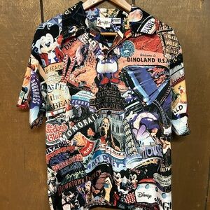 Vintage 90s Walt Disney All Over Print Button Up Shirt Size S MINT!